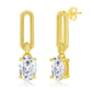 Sterling Silver Paperclip Oval CZ Earrings - Gold Plated