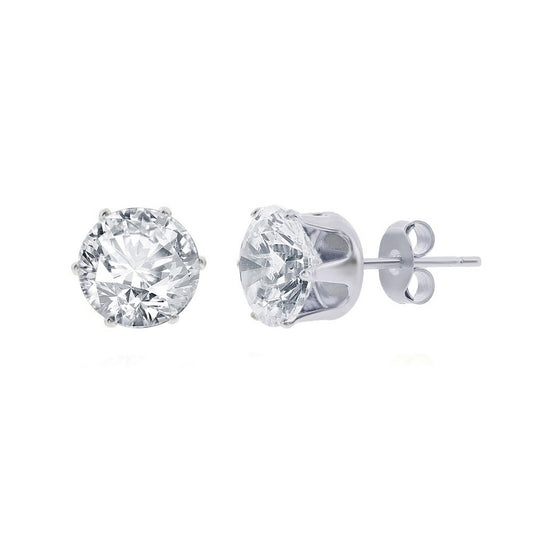 Sterling Silver 8mm Round CZ Stud Earring