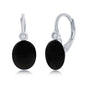 Sterling Silver Oval Onyx & White Topaz Earrings