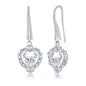 Sterling Silver Heart CZ Dangle Earrings