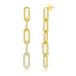 Sterling Silver CZ Paperclip Earrings - Gold Plated