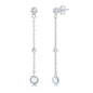 Sterling Silver Bezel-Set CZ & Bead Chain Earrings - White