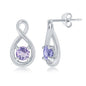 Sterling Silver 4mm Round Gem Amethyst Infinity Design Earrings - Amethyst