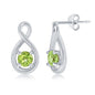 Sterling Silver 4mm Round Gem Infinity Design Earrings - Peridot