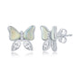 Sterling Silver MOP and CZ Butterfly Stud Earrings
