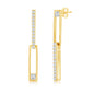 Sterling Silver Asymmetric Paperclip CZ Earrings - Gold plated