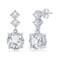 Sterling Silver Round CZ Dangle Earrings