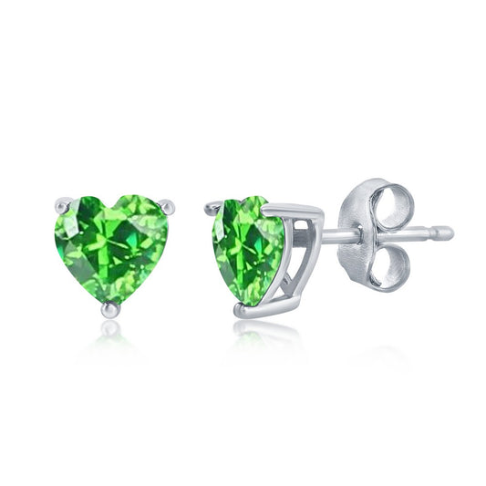 Sterling Silver 6MM Peridot "August" Heart Perciosa Crystal Earrings