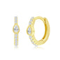 Sterling Silver 11MM Center Pearshaped CZ Huggie Hoop Earrings - Gold Plated