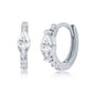 Sterling Silver 11MM Center Marquise CZ Huggie Hoop Earrings