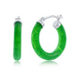 Sterling Silver 25mm Jade Hoop Earrings