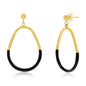 Sterling Silver, Black Enamel Pear-Shaped Earrings - Gold Plated