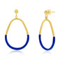 Sterling Silver, Midnight Enamel Pear-Shaped Earrings - Gold Plated