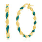 Sterling Silver, Petrolio Enamel 30mm Twisted Hoop Earrings - Gold Plated