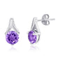 Sterling Silver Round 6MM Gem Earrings - Amethyst