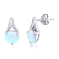 Sterling Silver Round White Opal Earrings