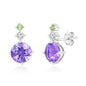 Sterling Silver, 8mm Amethyst & Small Peridot Earrings