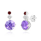 Sterling Silver, 8mm Pink Amethyst & Garnet Earrings