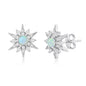 Sterling Silver White Opal Sunburst CZ Stud Earrings