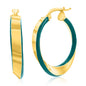 Sterling Silver Petrolio Enamel Twist Hoop Earrings - Gold Plated