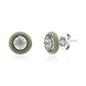 Sterling Silver Enamel & Gemstone Halo Studs  - White Topaz