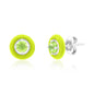 Sterling Silver Enamel & Gemstone Halo Studs - Peridot