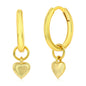 Sterling Silver Heart Charm Huggie Hoop Earrings - Gold Plated