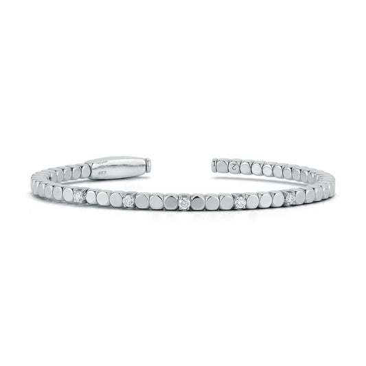 18K White Gold Bangle with 5 Diamonds