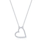 Sterling Silver, Open Heart Diamond Necklace - (40 Stones)