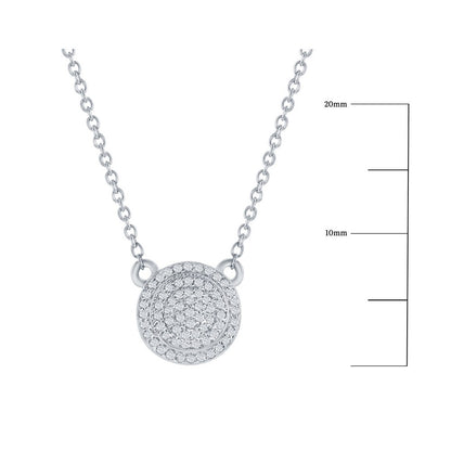 Sterling Silver, Round Halo Diamond Necklace - (59 Stones)