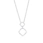 Sterling Silver Double Sqaure Diamond Necklace - (24 Stones)