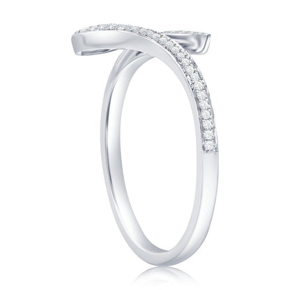 Sterling Silver Snake Style Diamond Ring - (62 Stones)