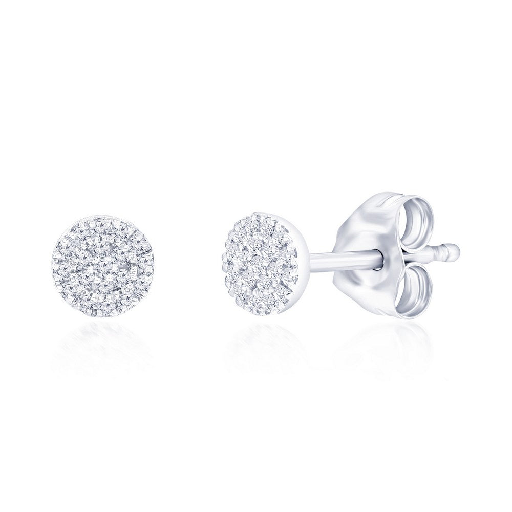 Sterling Silver 4.5mm Round Diamond Stud - 38 Stones