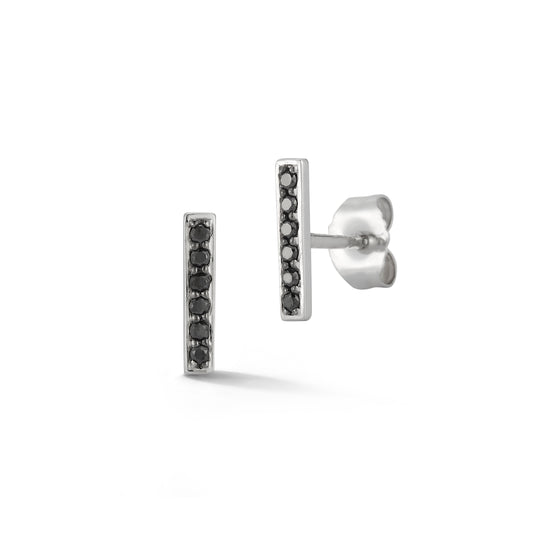 Black Diamond Bar Stud Earrings