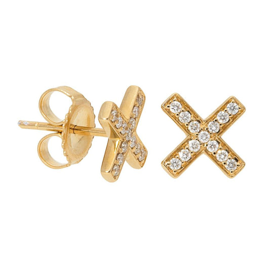 X Diamond Pave Stud Earrings