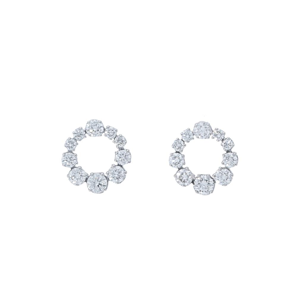 Graduated Diamond Circle Stud Earrings