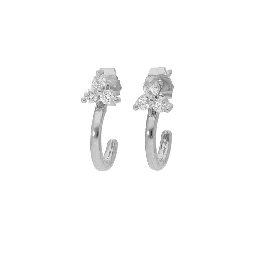 3 Diamond Cluster Hoop Stud Earrings