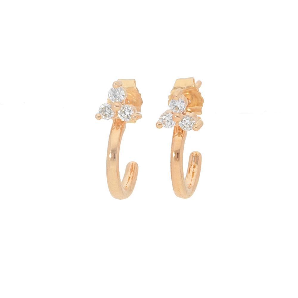 3 Diamond Cluster Hoop Stud Earrings