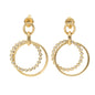 Double Circle Diamond Bezel and Polished Gold Stud Earrings