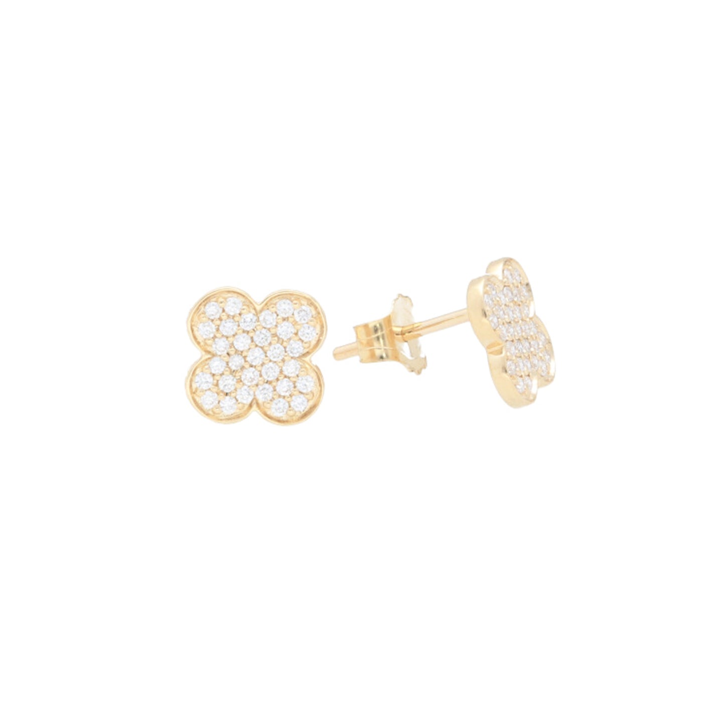 Clover Pave Diamond Stud Earrings