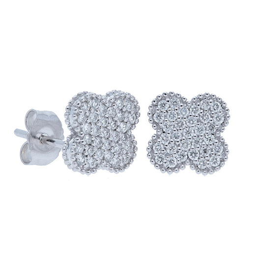 Clover Pave Diamond Stud Earrings