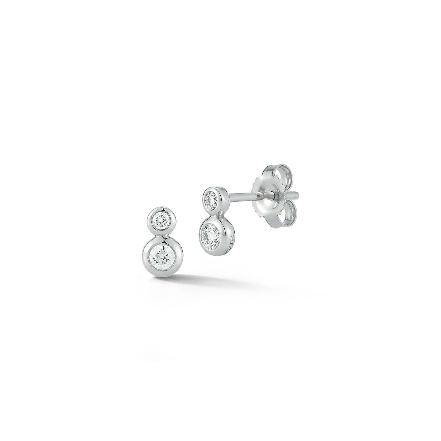 2 Bezel Set Diamond Stud Earrings