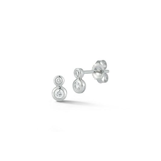 2 Bezel Set Diamond Stud Earrings