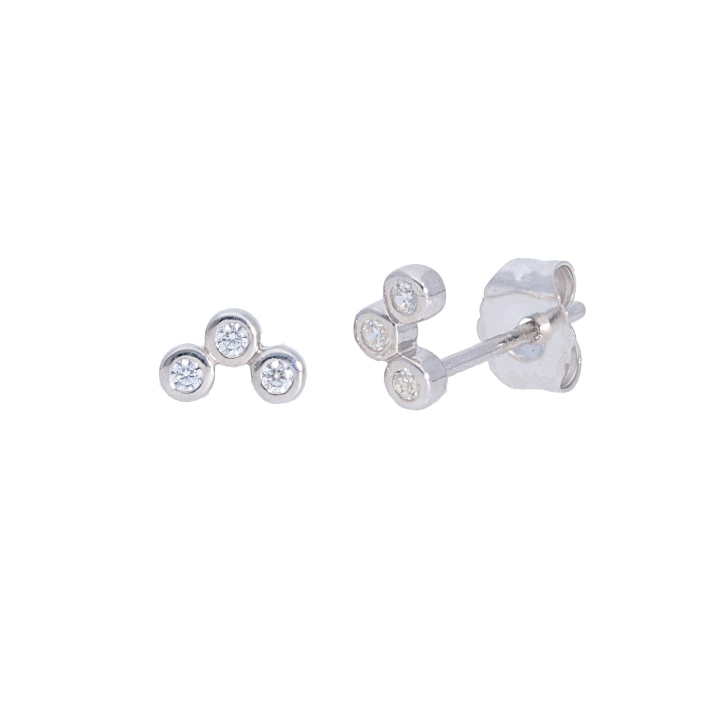 3 Diamond Bezel Set Studs