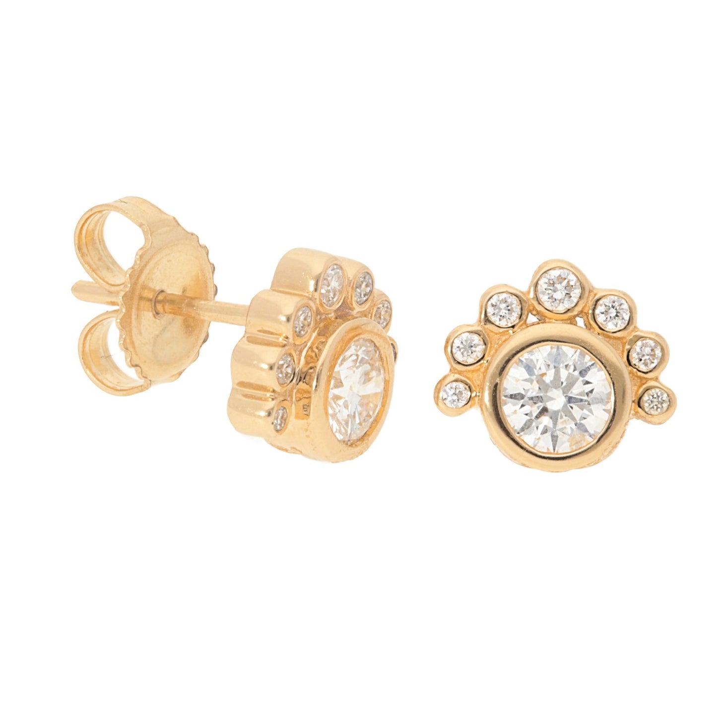 Bezel Set Multi Diamonds Stud Earrings