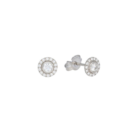 Halo Bezel Diamond Stud Earrings