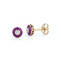 Purple Enamel with One Diamond Bezel Stud Earrings