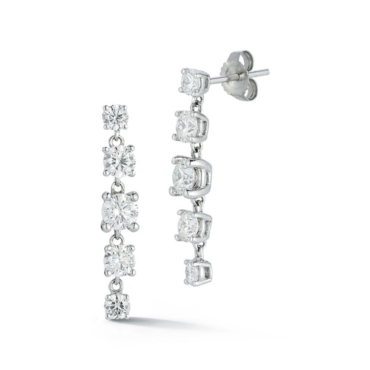 Graduated Diamond Drop Stud Earrings