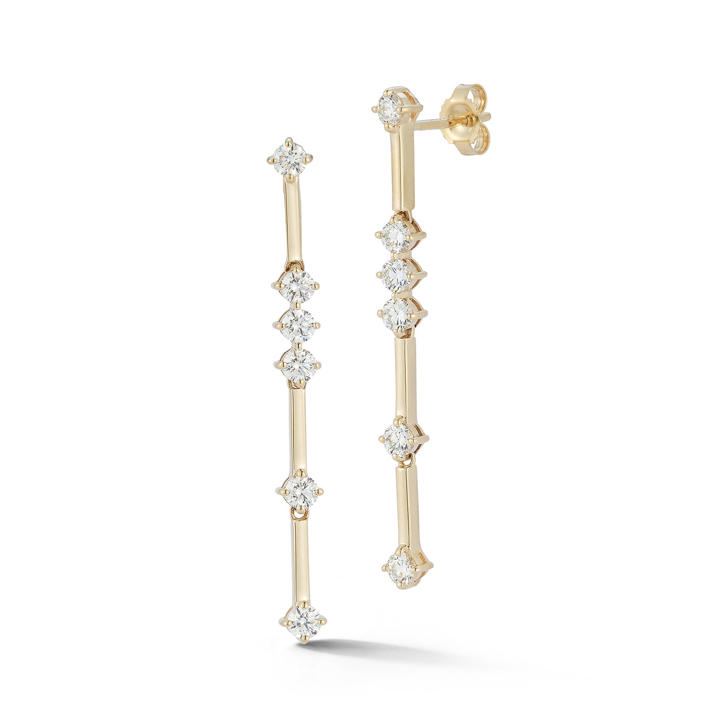 Bar and Diamond Drop Stud Earrings