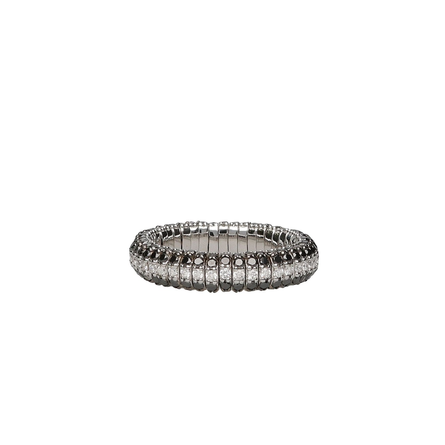 Thin Diamond and Black Diamond Row Stretch Ring